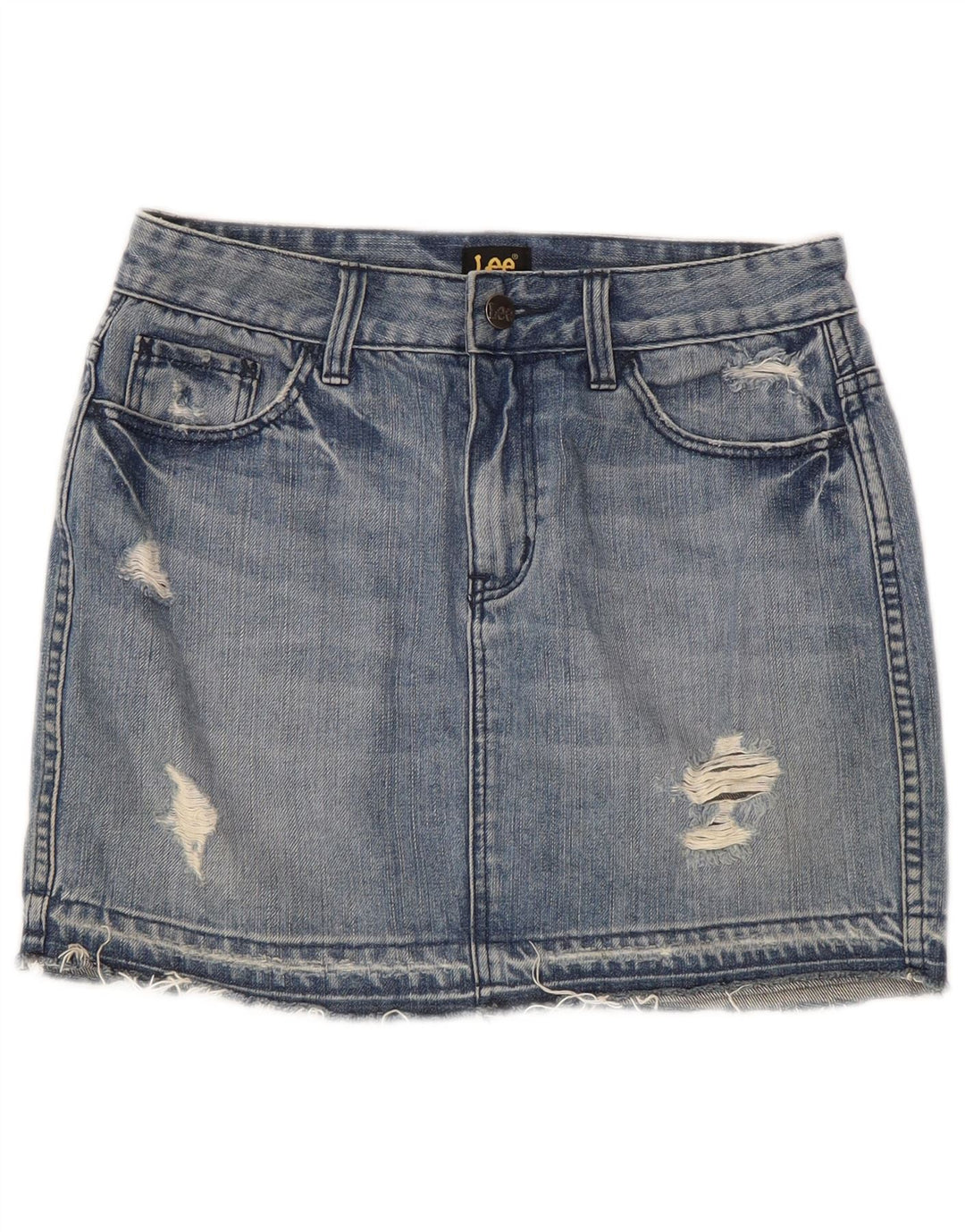 Lee Womens Distressed Jenim Φούστα US 7 Medium W28 Μπλε βαμβακερό