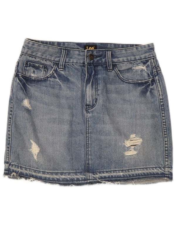 Lee Womens Distressed Jenim Φούστα US 7 Medium W28 Μπλε βαμβακερό