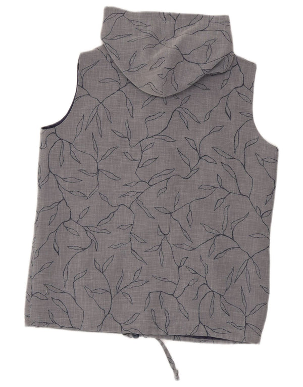 Max Pierre Γυναικεία κουκούλα Gilet UK 14 Large Grey Floral Polyester