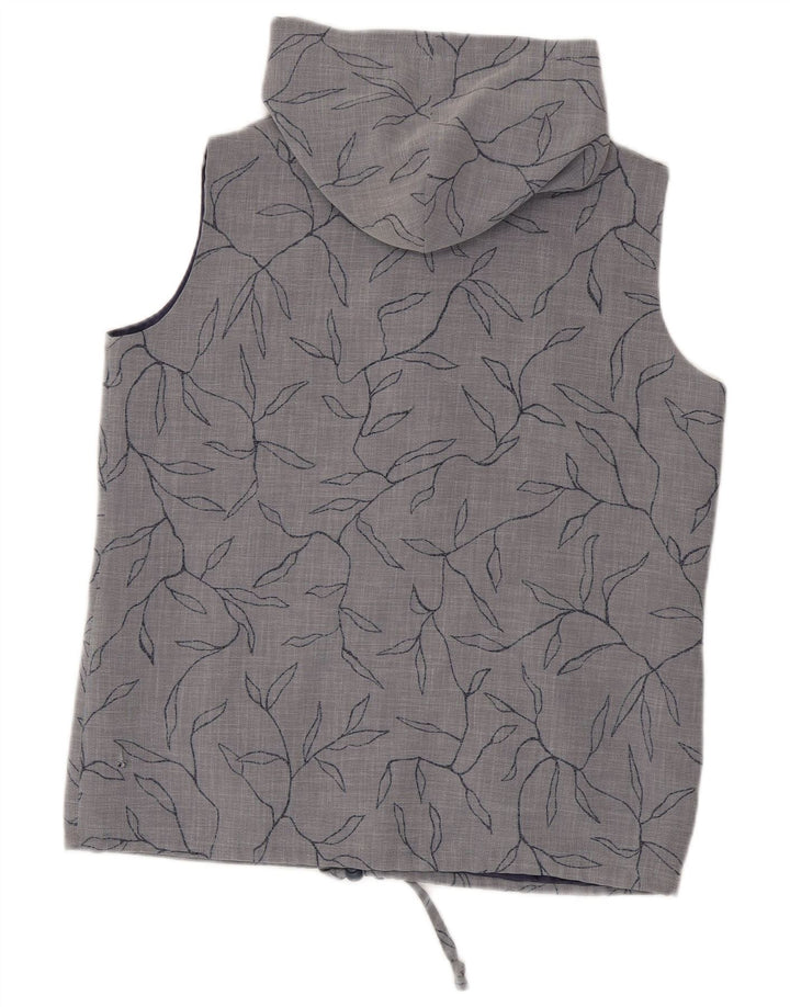 Max Pierre Γυναικεία κουκούλα Gilet UK 14 Large Grey Floral Polyester