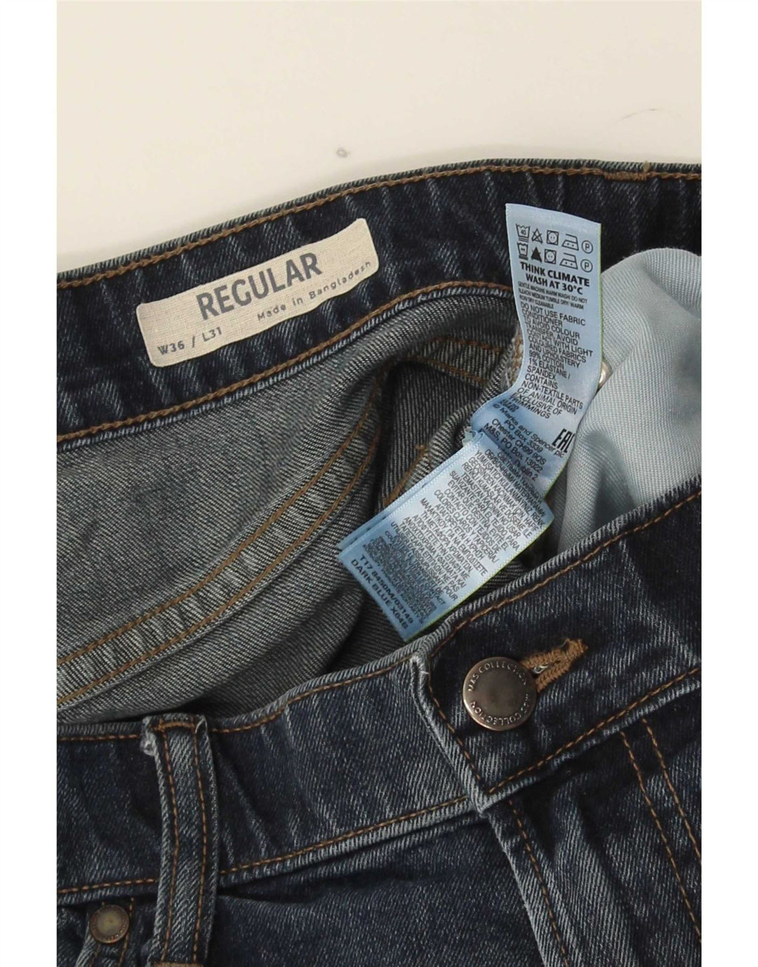 Ανδρικό τζιν κανονικό ίσιο Marks & Spencer W36 L31 Μπλε βαμβακερό