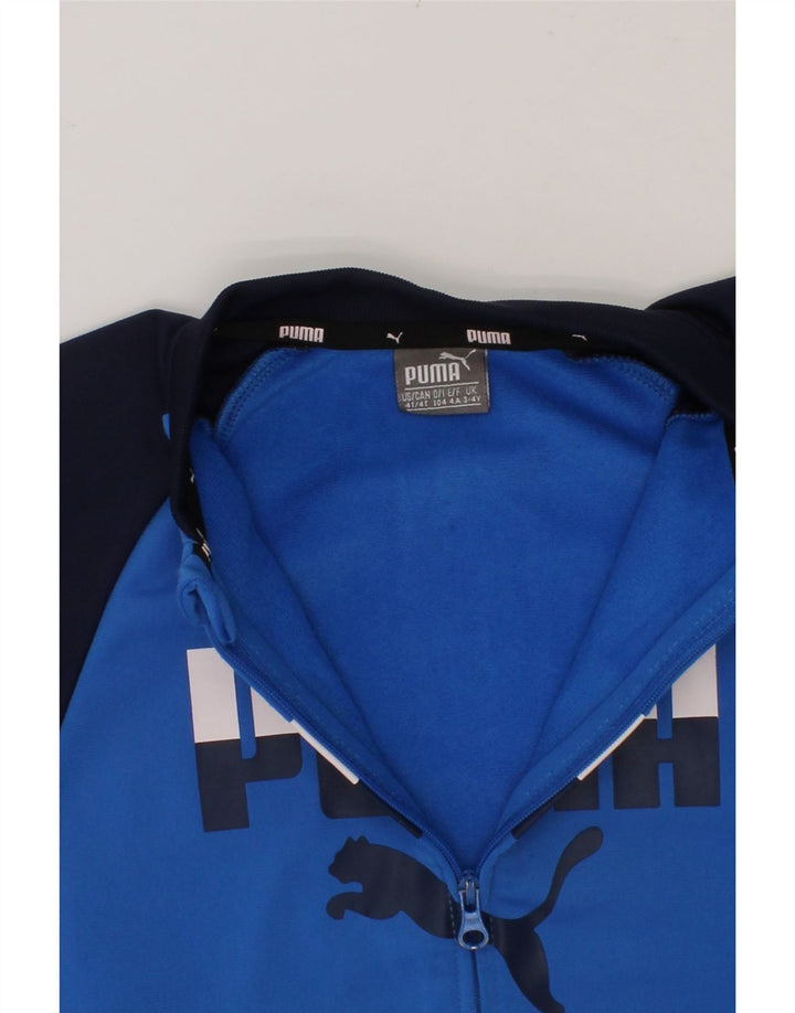 PUMA Boys Graphic Tracksuit Top Jacket 3-4 Years Blue Colourblock Vintage Puma and Second-Hand Puma from Messina Hembry 