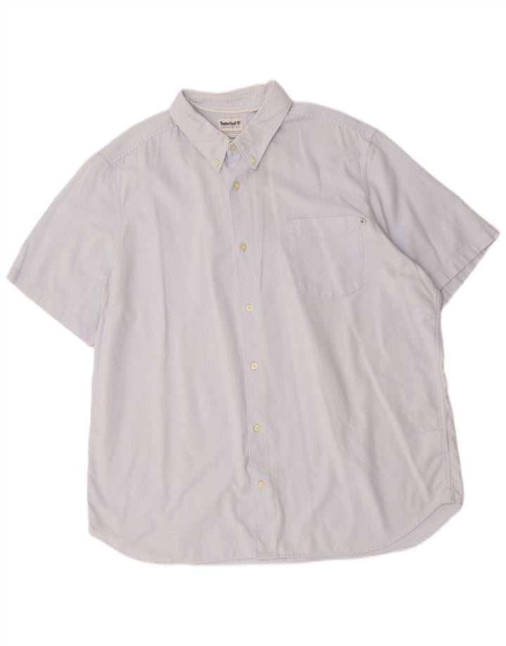 TIMBERLAND Ανδρικό κοντομάνικο πουκάμισο με κανονική εφαρμογή 3XL μπλε βαμβακερό