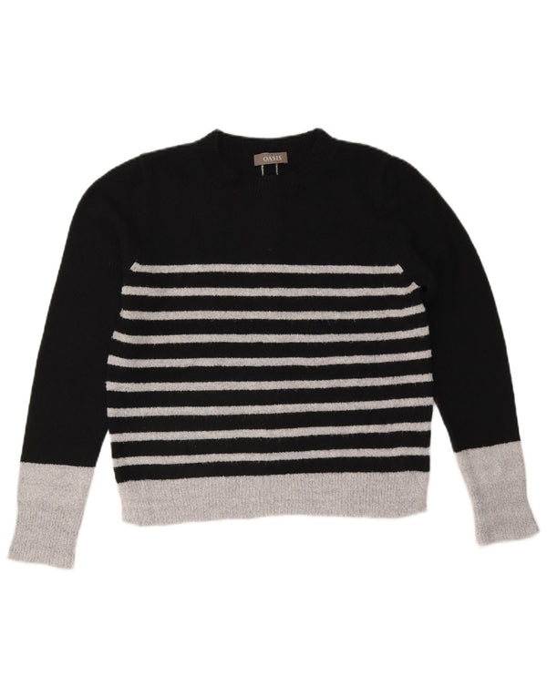 Γυναικείο πουλόβερ Oasis Crew Neck Jumper UK 14 Μεσαίο μαύρο ριγέ ακρυλικό