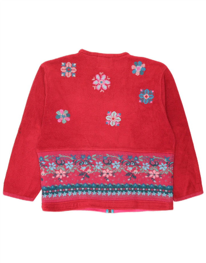 Silvy Γυναικείο Oversized Fleece Jacket UK 14 Medium Red Floral Polyester