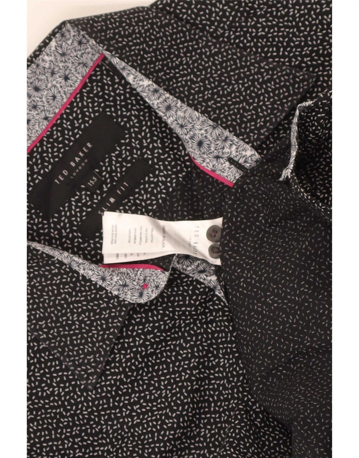 Ανδρικό Ted Baker Abstract Pattern Slim Fit πουκάμισο Μέγεθος 15 1/2 Μεσαίο Μαύρο