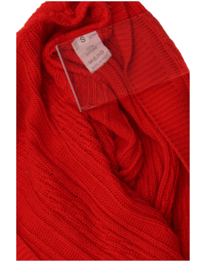 VINTAGE Γυναικείο πουλόβερ Longline Cardigan UK 10 Small Red βαμβακερό