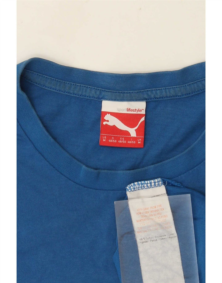 Ανδρικό γραφικό μπλουζάκι Puma, μεσαίο μπλε βαμβακερό