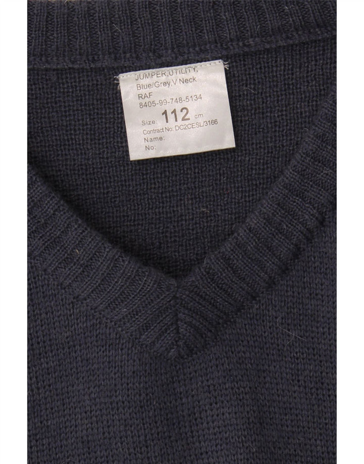 VINTAGE Mens V-Neck Jumper Sweater Large Navy Blue Wool Vintage Vintage and Second-Hand Vintage from Messina Hembry 