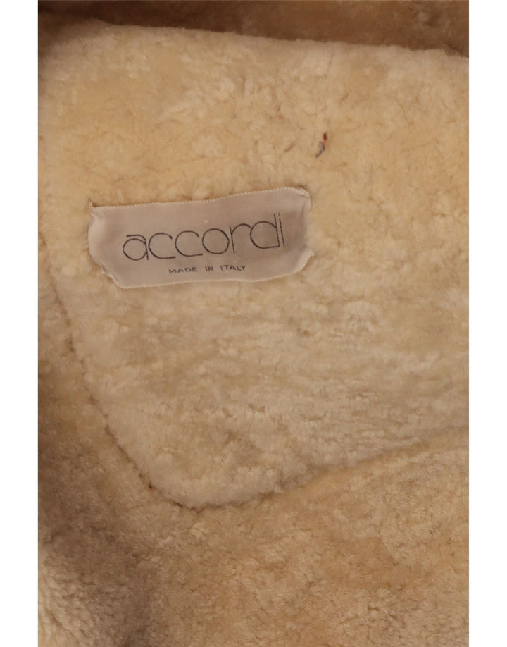 Vintage Ανδρικό Shearling Jacket UK 38 Medium Brown Δερμάτινο Classic