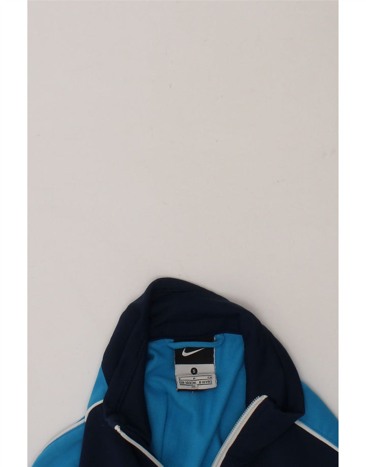 NIKE Boys Tracksuit Top Jacket 8-9 Years Small Blue Colourblock Polyester Vintage Nike and Second-Hand Nike from Messina Hembry 