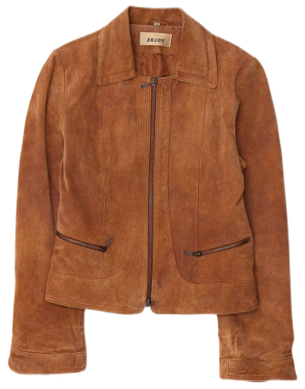 ENJOY Γυναικείο Suede Jacket UK 10 Small Brown Leather