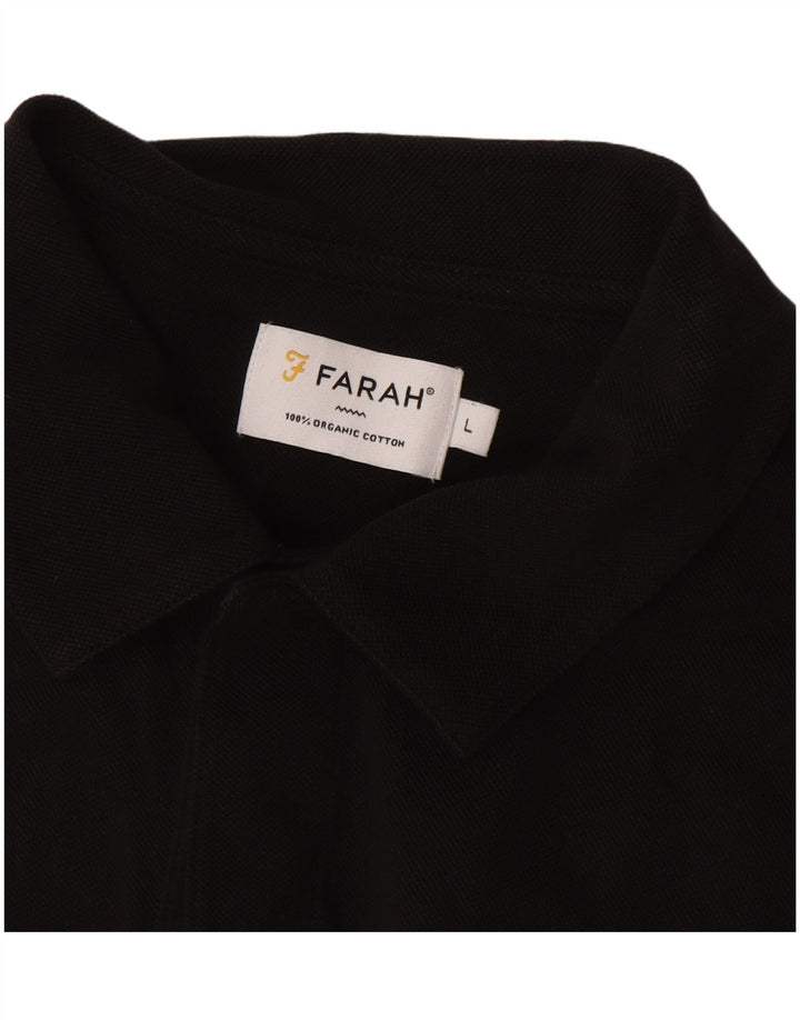 Farah Ανδρικό μακρυμάνικο πουκάμισο polo μεγάλο μαύρο βαμβακερό