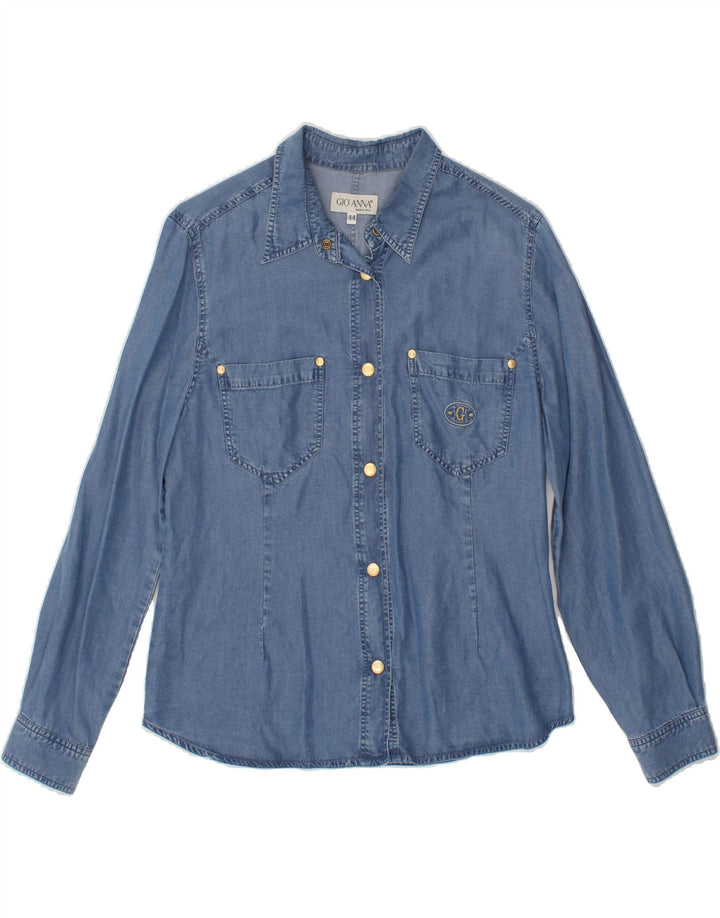 VINTAGE Womens Denim Shirt  IT 44 Medium Navy Blue Vintage Vintage and Second-Hand Vintage from Messina Hembry 