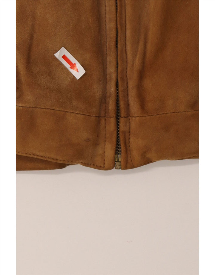 Vintage Ανδρικό Suede Bomber Jacket IT 50 Large Brown Δερμάτινο