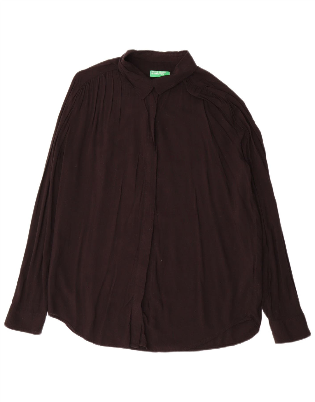 Benetton Γυναικείο πουκάμισο Oversized Μπλούζα UK 16 Large Black Viscose