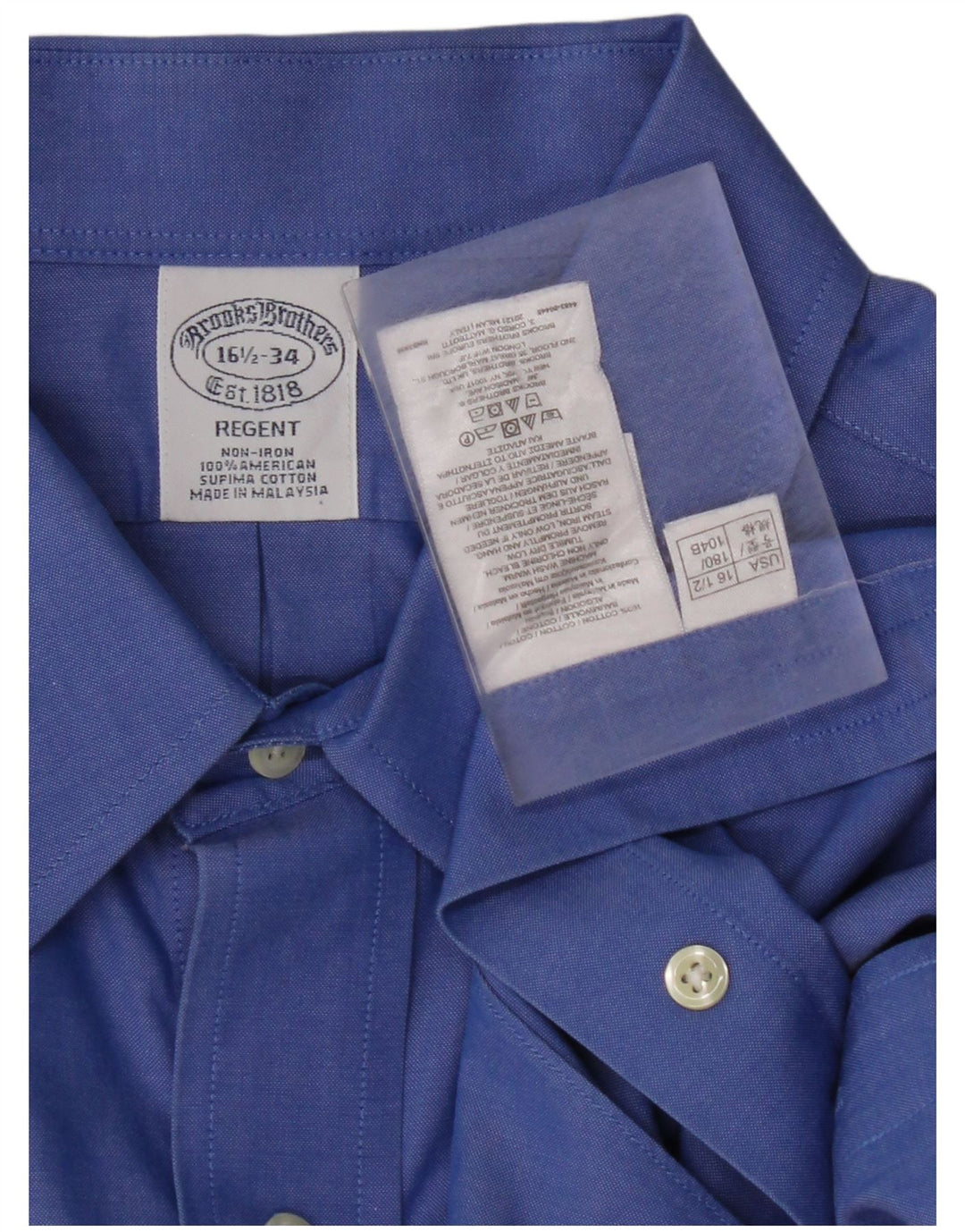 BROOKS BROTHERS Ανδρικό πουκάμισο Regent Μέγεθος 16 1/2 μεγάλο μπλε βαμβακερό