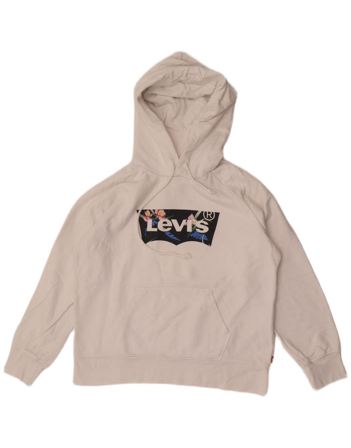 Γυναικείο Levi's Graphic Hoodie Jumper UK 14 Μεσαίο λευκό βαμβακερό