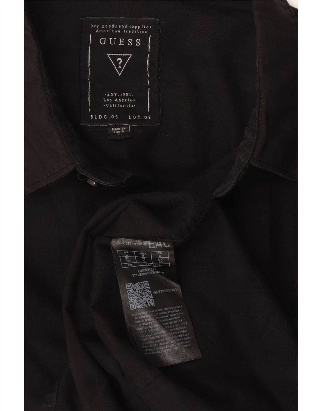 Ανδρικό πουκάμισο Guess Slim Fit Large Black Check Cotton