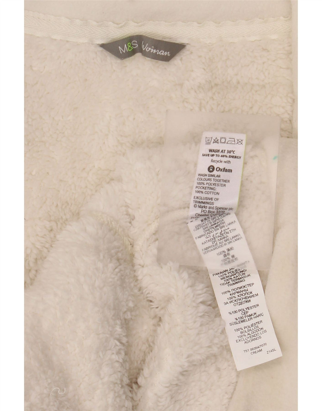Marks & Spencer Γυναικείο Fleece Jacket UK 20 2XL Λευκό βαμβακερό