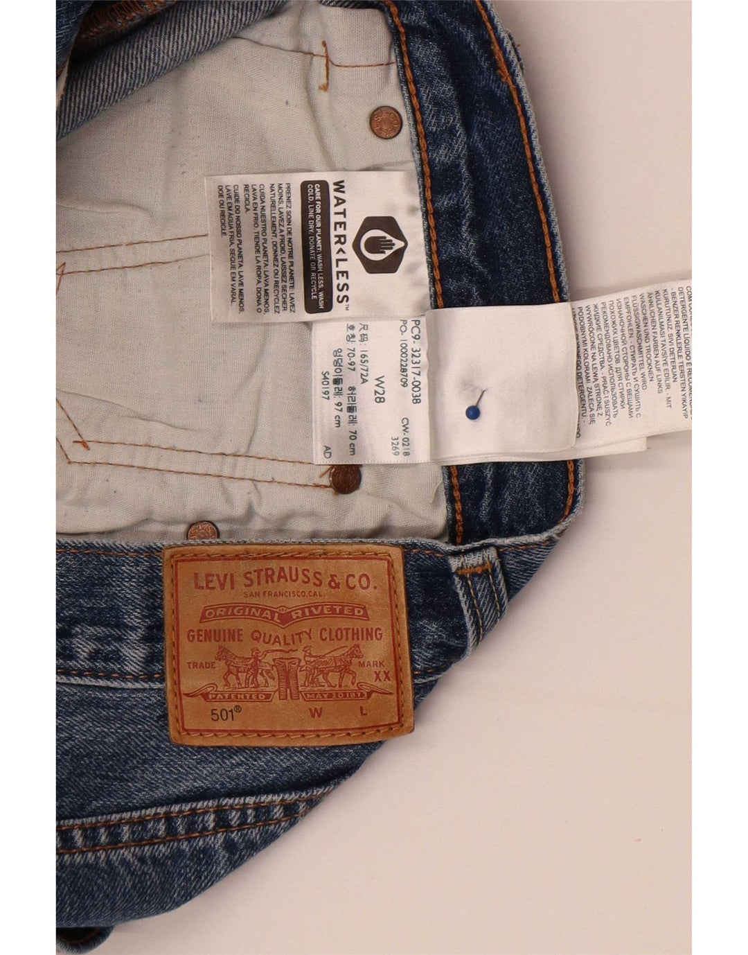 Γυναικείο σορτς Levi's 501 τζιν W28 μεσαίο μπλε βαμβακερό