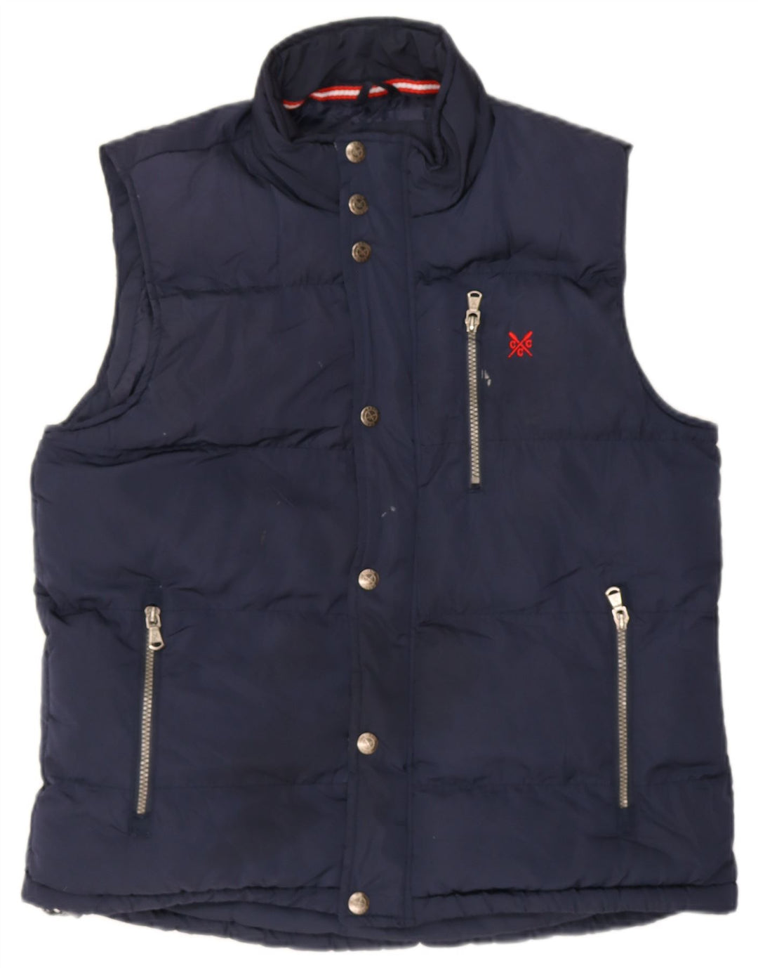 Crew Clothing Ανδρικά padded Gilet UK 38 Medium Navy Blue Polyester