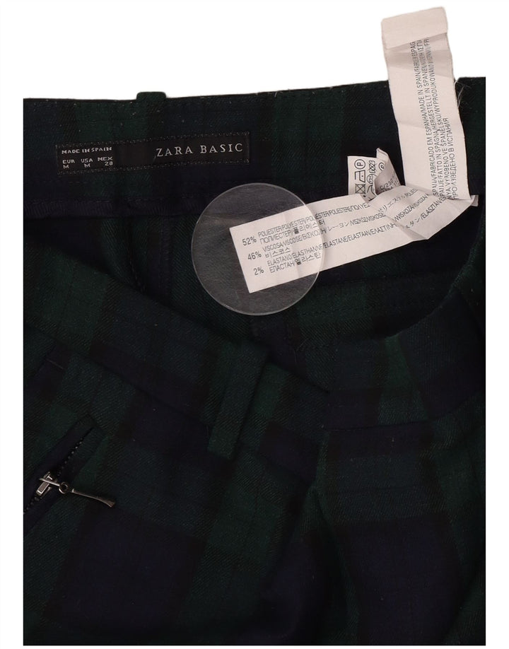 Γυναικείο ίσιο κομμένο παντελόνι Zara Medium W30 L24 Πράσινο Check Polyester
