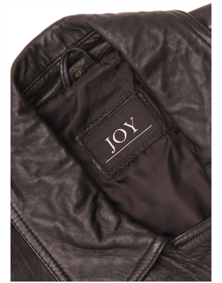 Joy Γυναικείο Oversized Δερμάτινο Μπουφάν IT 42 Μεσαίο Μαύρο
