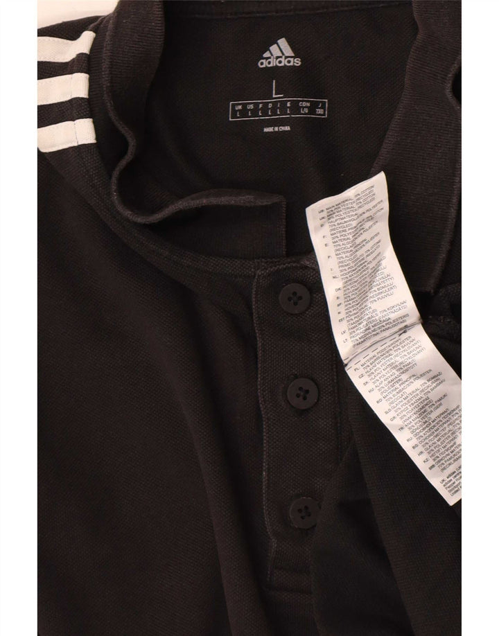 Ανδρικό πουκάμισο πόλο Adidas μεγάλο μαύρο βαμβακερό