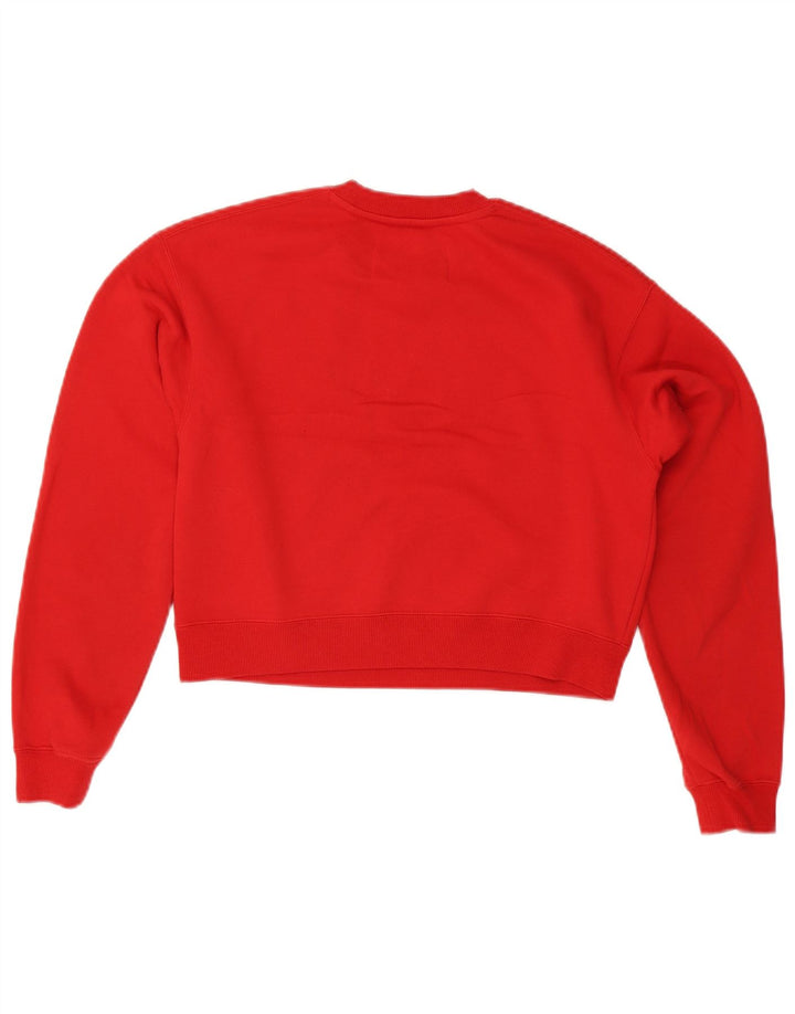 CALVIN KLEIN JEANS Γυναικείο φούτερ μεγάλου μεγέθους Crop Jumper UK 6 XS Red