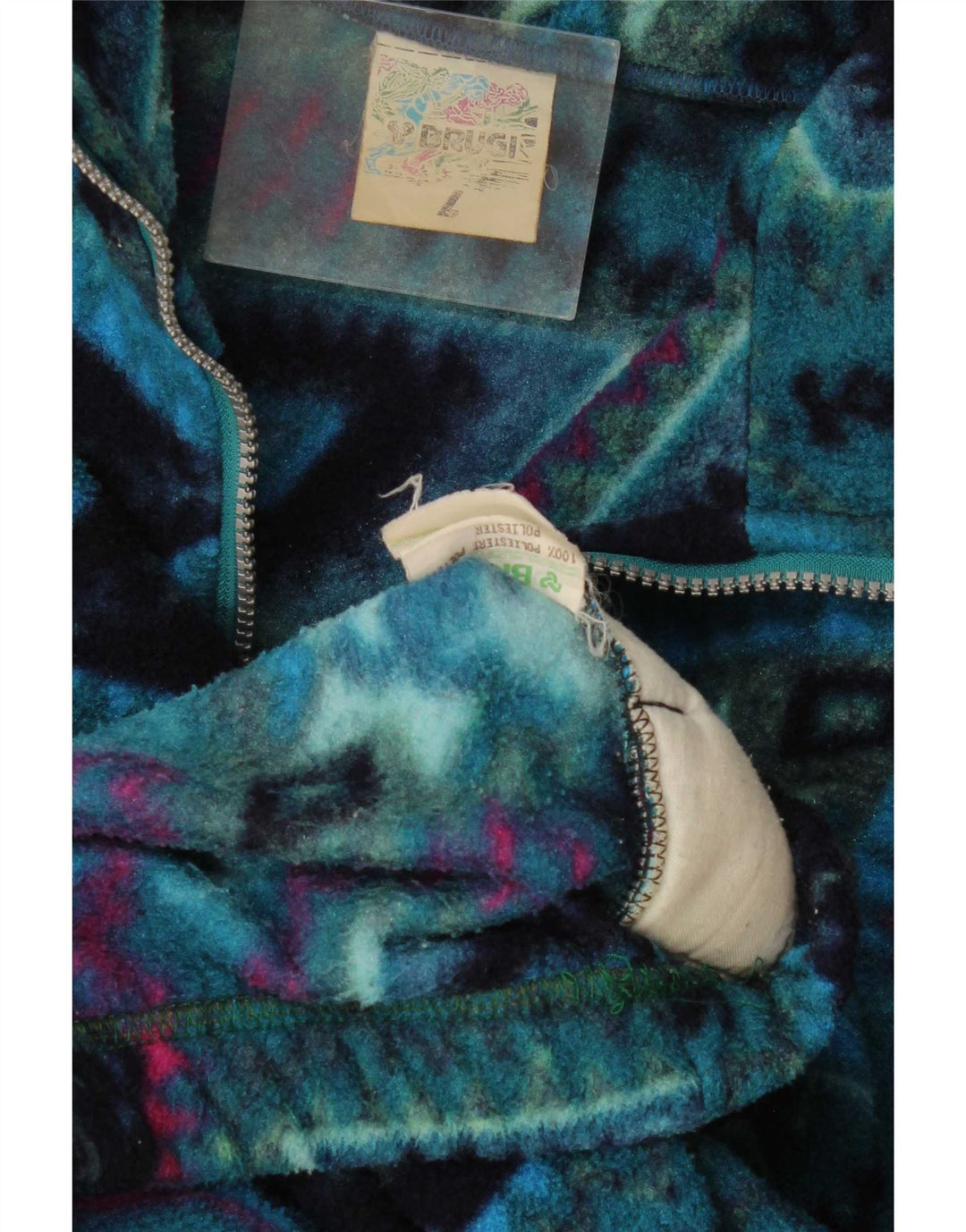 Brugi Ανδρικό φερμουάρ με λαιμόκοψη Fleece Jumper Μεγάλο μπλε γεωμετρικό πολυεστέρα