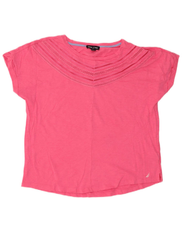 Γυναικείο T-Shirt Nautica Top UK 14 Βαμβακερό μεσαίο ροζ φλύκταινας