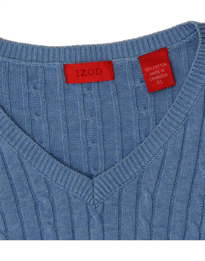 IZOD Mens V-Neck Jumper Sweater XL Blue Cotton Vintage Izod and Second-Hand Izod from Messina Hembry 