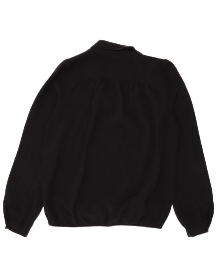 Sisley Γυναικεία Μακρυμάνικη Μπλούζα Oversized Μπλούζα UK 6 XS Μαύρο Πολυεστέρας
