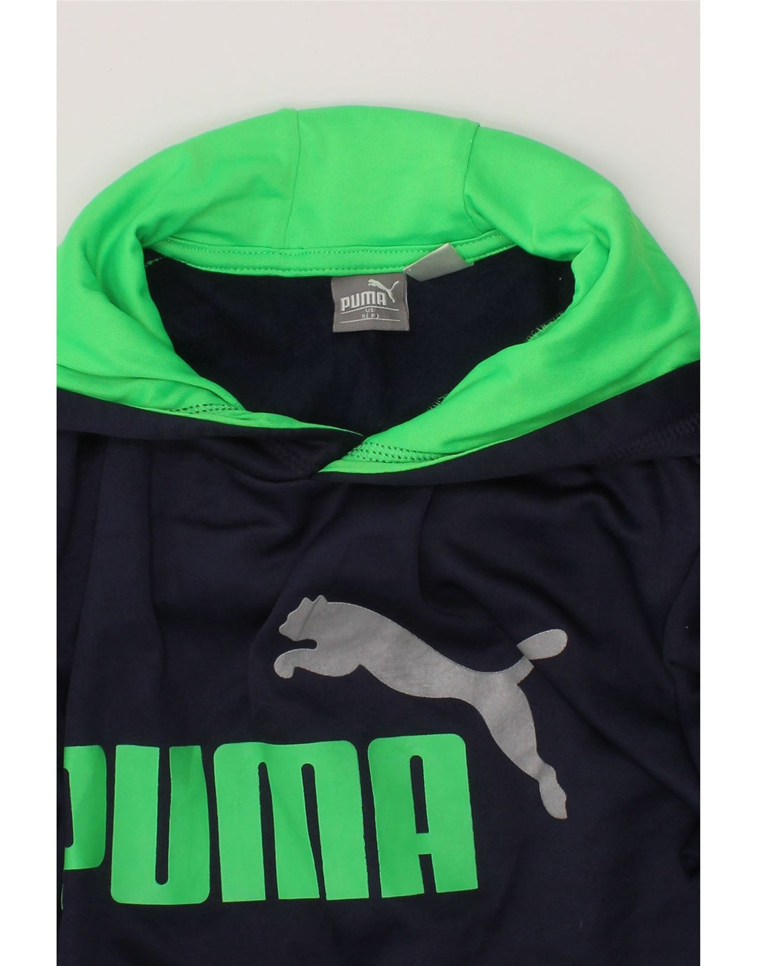 PUMA Boys Graphic Hoodie Jumper 7-8 ετών Small Navy Blue Polyester