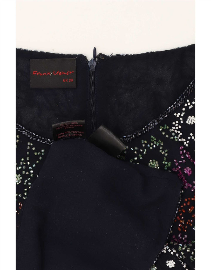 Frank Usher Γυναικεία Μπλούζα Τοπ UK 20 2XL Navy Blue Floral Polyester