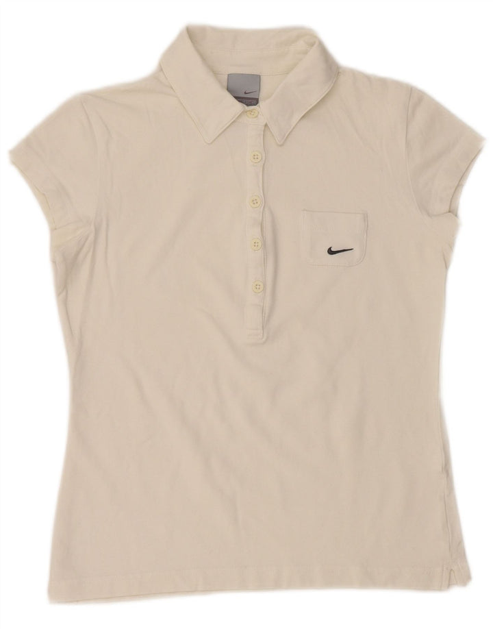 Nike γυναικείο μπλουζάκι πόλο UK 10/12 μεσαίο λευκό