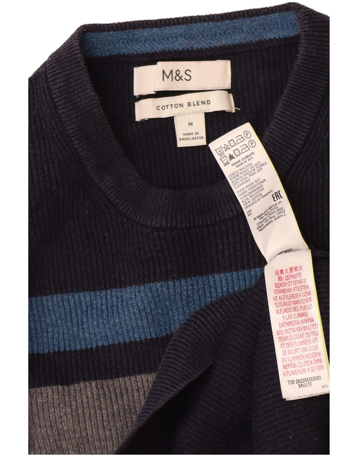 Marks & Spencer Ανδρικό πουλόβερ με λαιμόκοψη μεσαίου μπλε χρώματος
