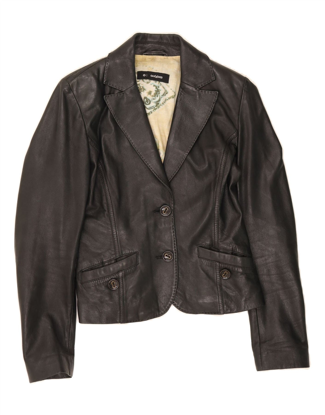 OAKWOOD Womens 2 Button Blazer Jacket UK 10 Small Black Vintage Oakwood and Second-Hand Oakwood from Messina Hembry 