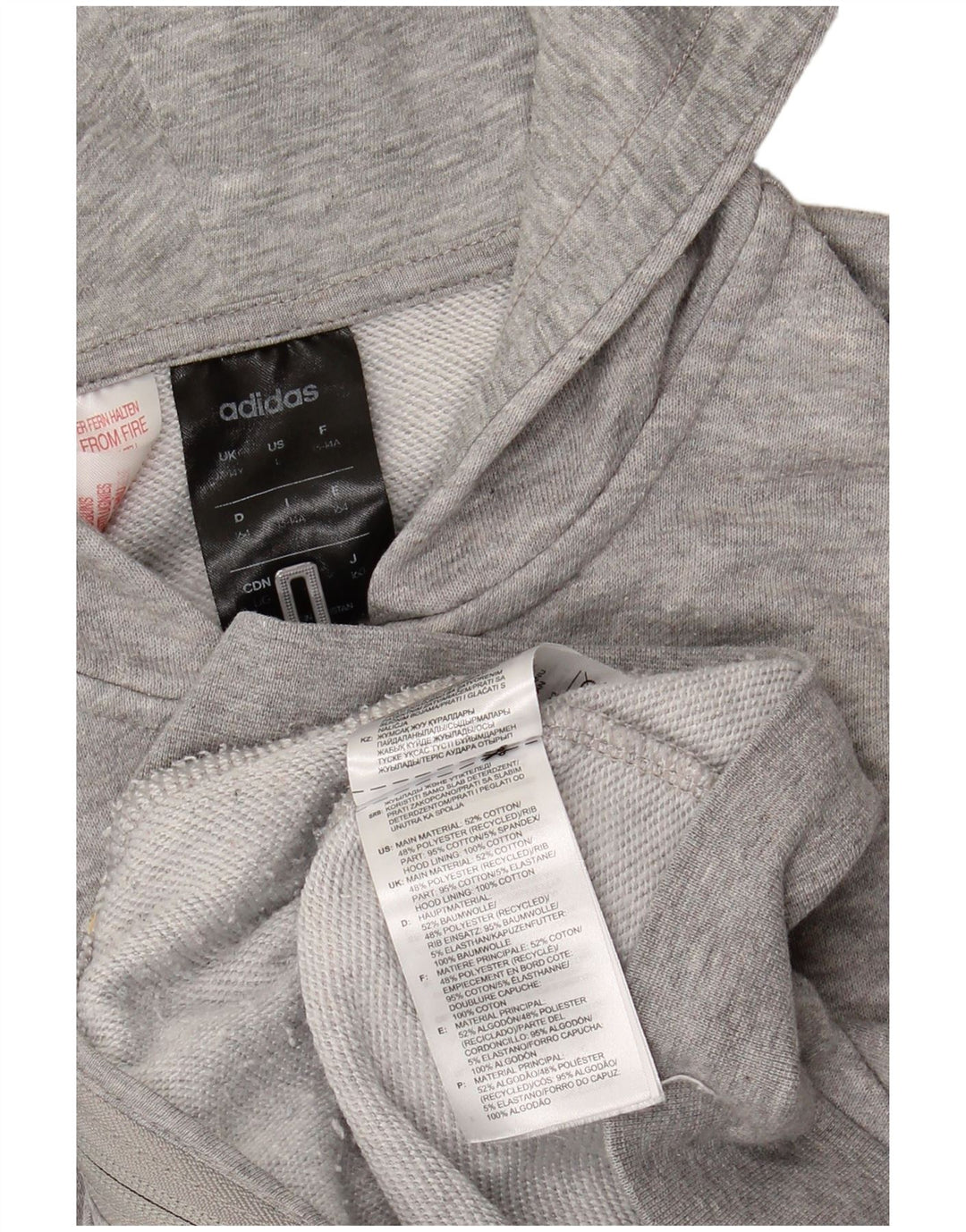 ADIDAS Γραφικό πουλόβερ με κουκούλα με φερμουάρ 13-14 ετών γκρι βαμβακερό