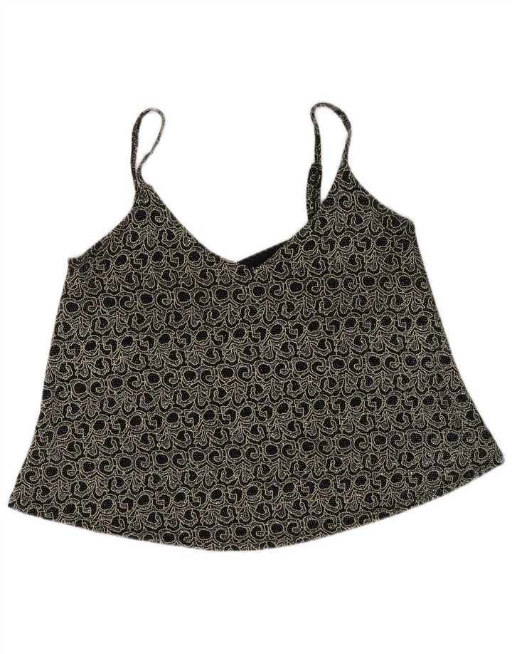 MISS SELFRIDGE Womens Cami Top UK 12 Medium  Black Paisley Nylon