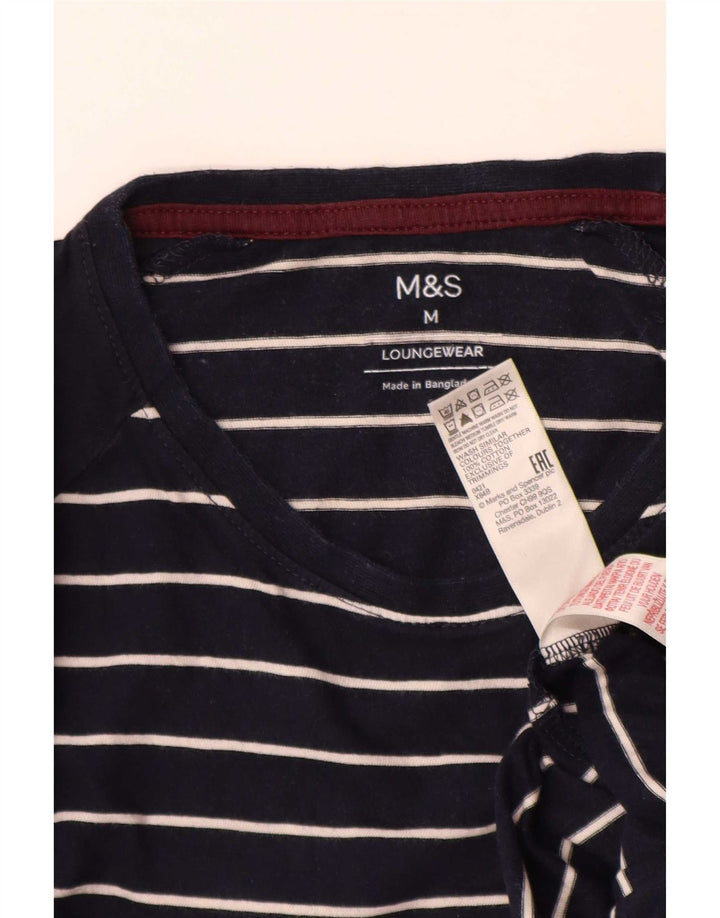 Ανδρικό μπλουζάκι Marks & Spencer Μακρυμάνικο μεσαίο μπλε ναυτικό βαμβακερό ριγέ