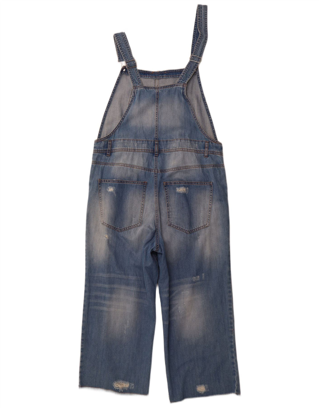 BENETTON Γυναικεία Distressed Dungarees Wide Leg Jeans W36 XL Blue