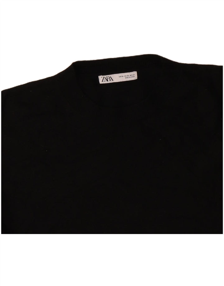 ZARA Γυναικείο πουλόβερ με λαιμόκοψη μεγάλου μεγέθους UK 18 XL μαύρο μαλλί