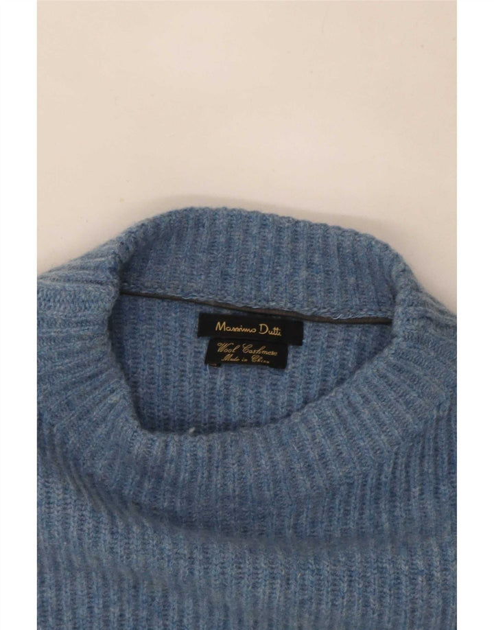 Ανδρικό πουλόβερ με λαιμό χελώνα Massimo Dutti, μεσαίο μπλε μαλλί