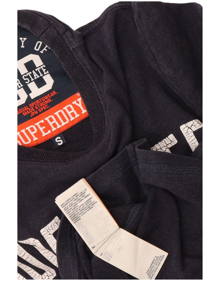 Ανδρικό γραφικό μπλουζάκι Superdry, μακρυμάνικο, βαμβακερό σε μπλε ναυτικό