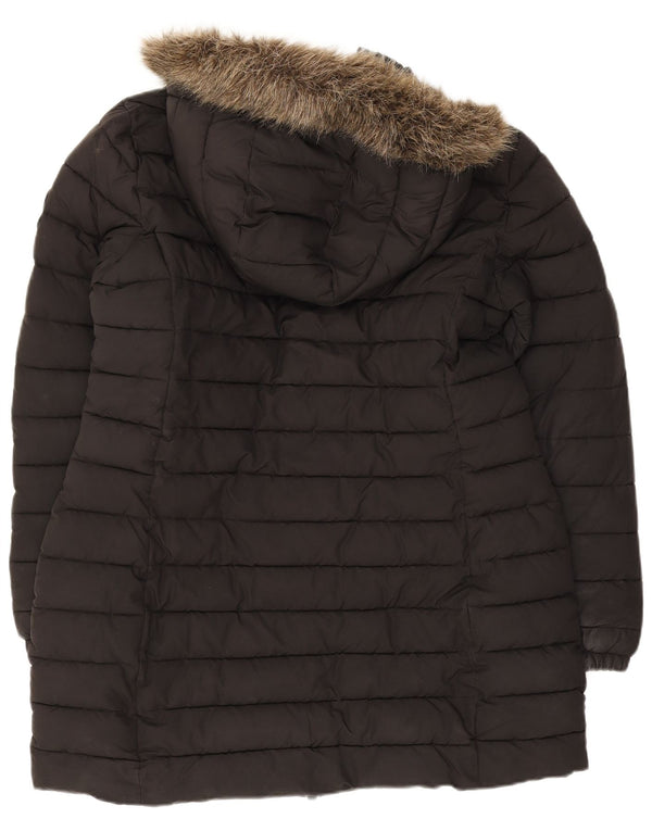 Superdry γυναικείο παλτό με κουκούλα UK 16 Large μαύρο πολυεστέρα