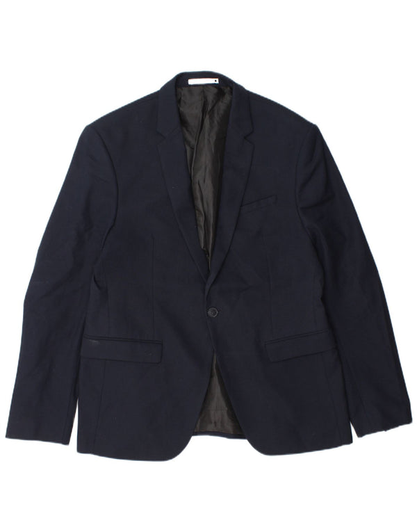Zara Ανδρικό μπουφάν σακάκι με 1 κουμπί EU 52 Large Navy Blue Polyester