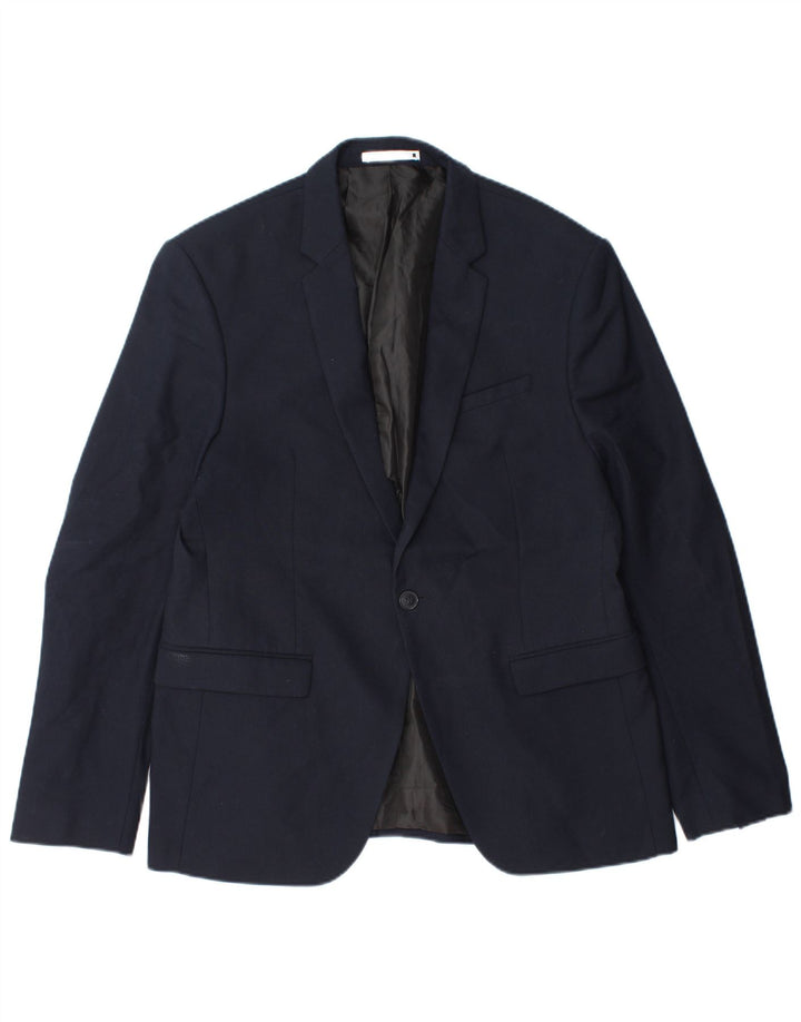 Zara Ανδρικό μπουφάν σακάκι με 1 κουμπί EU 52 Large Navy Blue Polyester