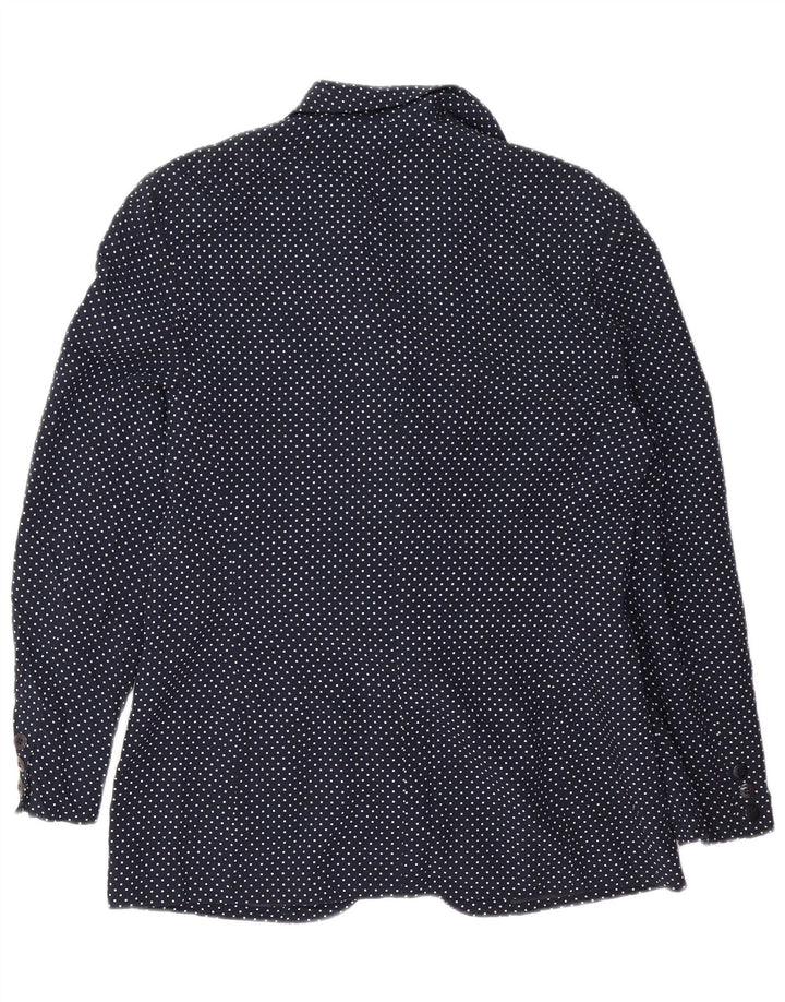 VINTAGE Γυναικείο σακάκι 1 κουμπιού Blazer UK 14 Medium Navy Blue Spotted